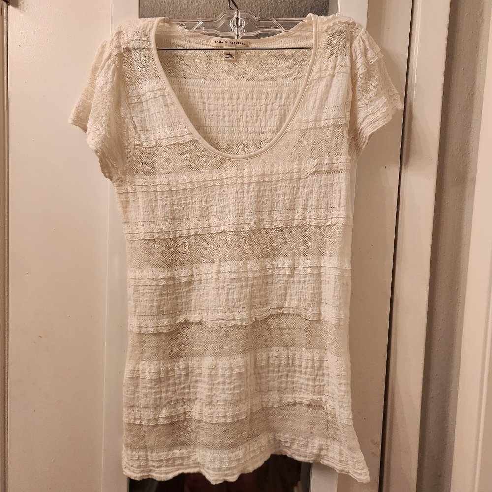 Banana Republic Stretch Lace Blouse w/ Built-in Cami